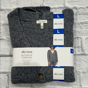 Ella Moss Charcoal Grey Button-Up Cardigan Size Large
